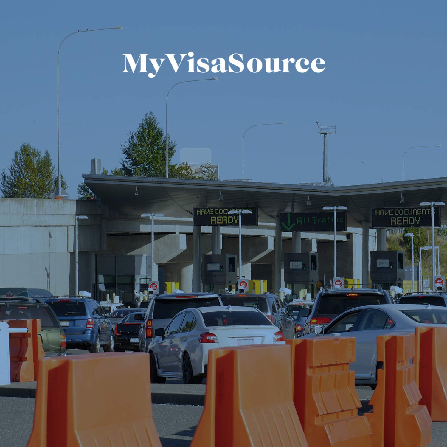 border crossing with lineups of cars my visa source