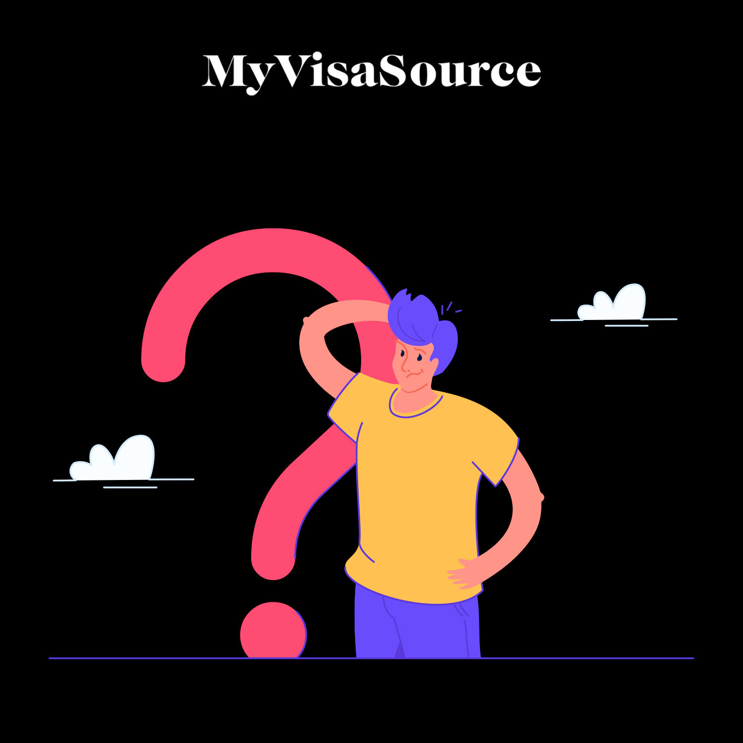 cartoon of a man with curious look and question mark my visa source