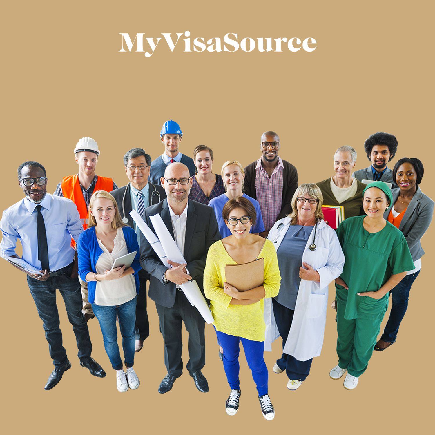 diverse group of people with different jobs my visa source