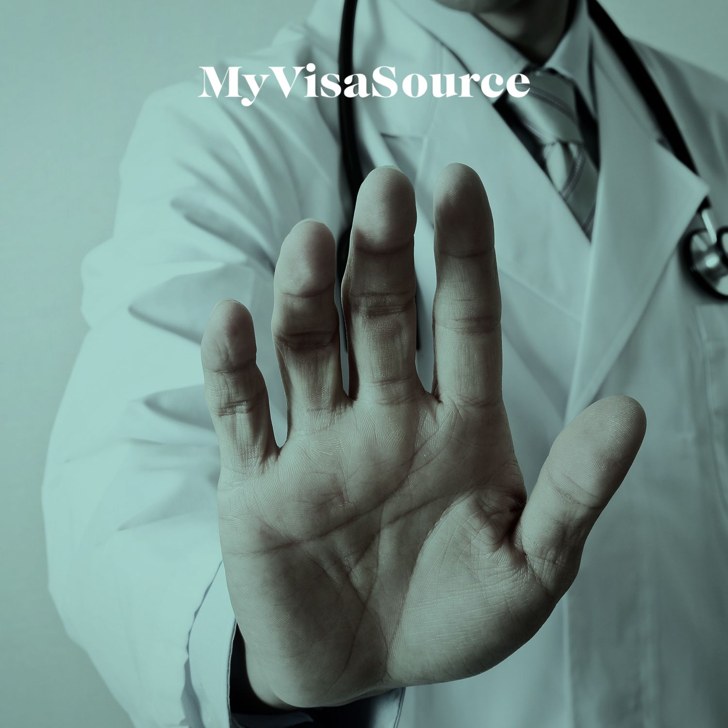 doctor with palm out to say stop my visa source