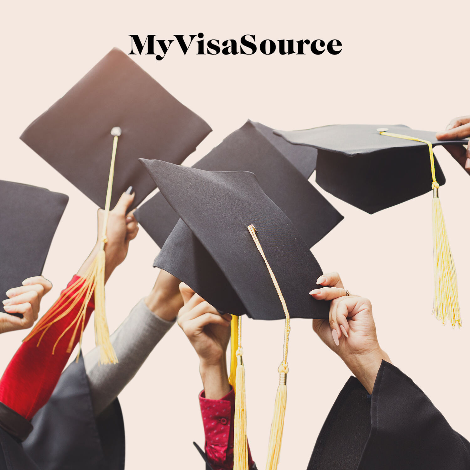graduates holding their grad caps in the air my visa source