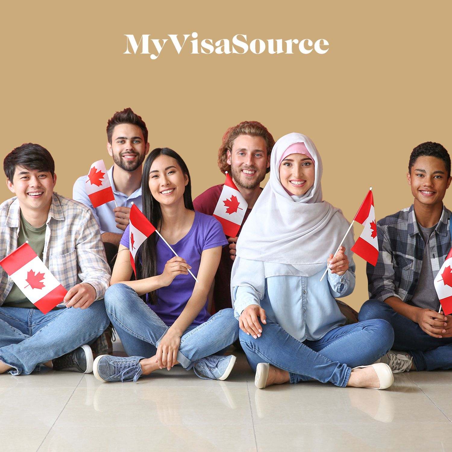 international students each with small canadian flags my visa source