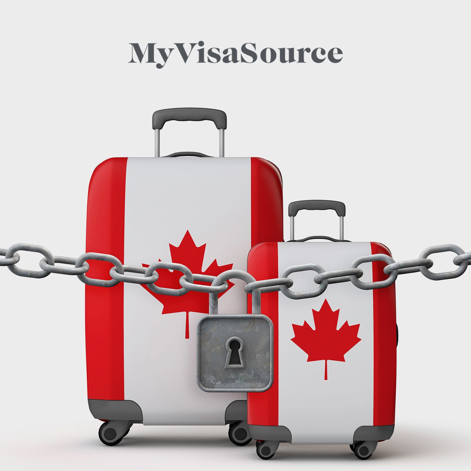 locked chain in front of two luggage containers with canada logo my visa source