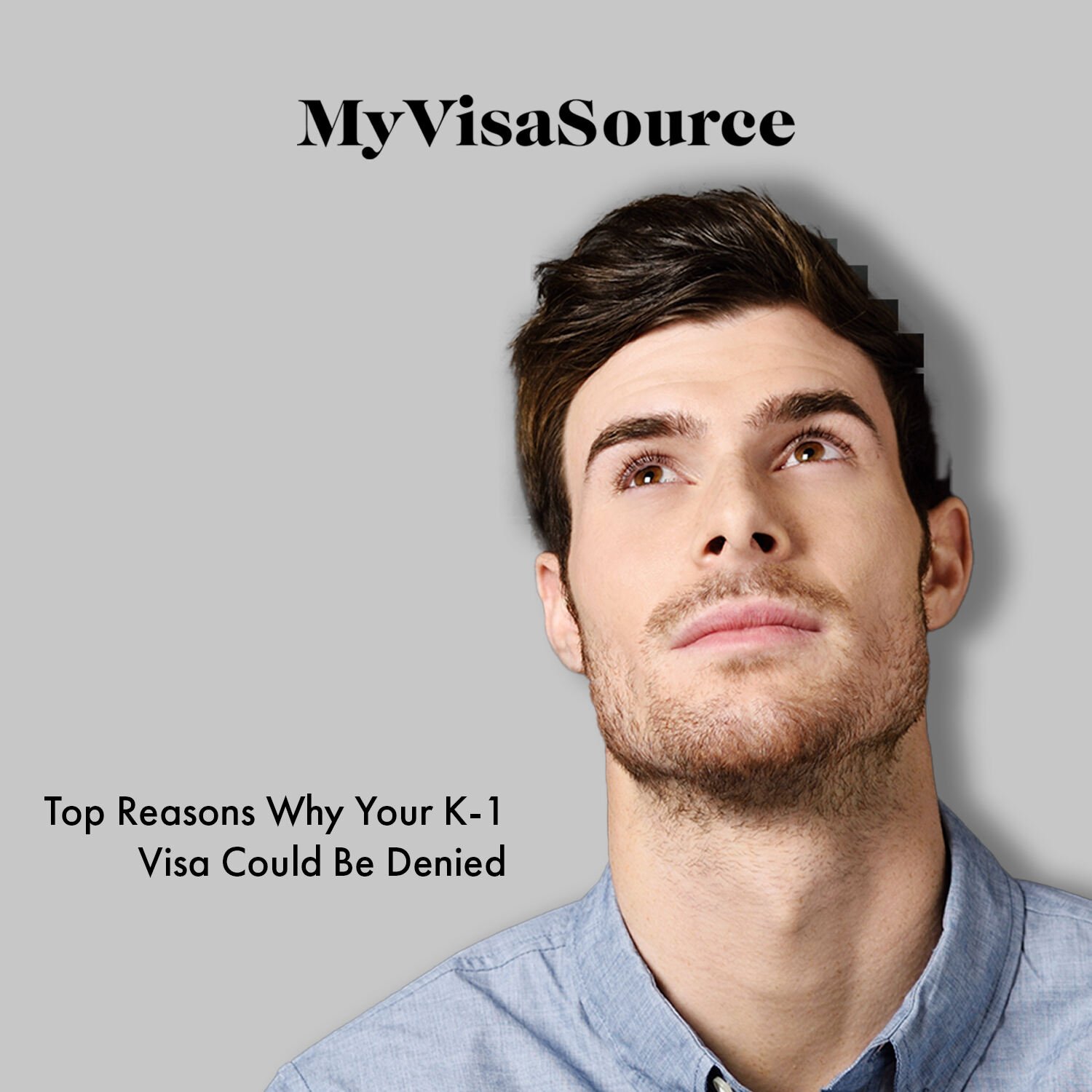 man with head lifted up and thinking my visa source