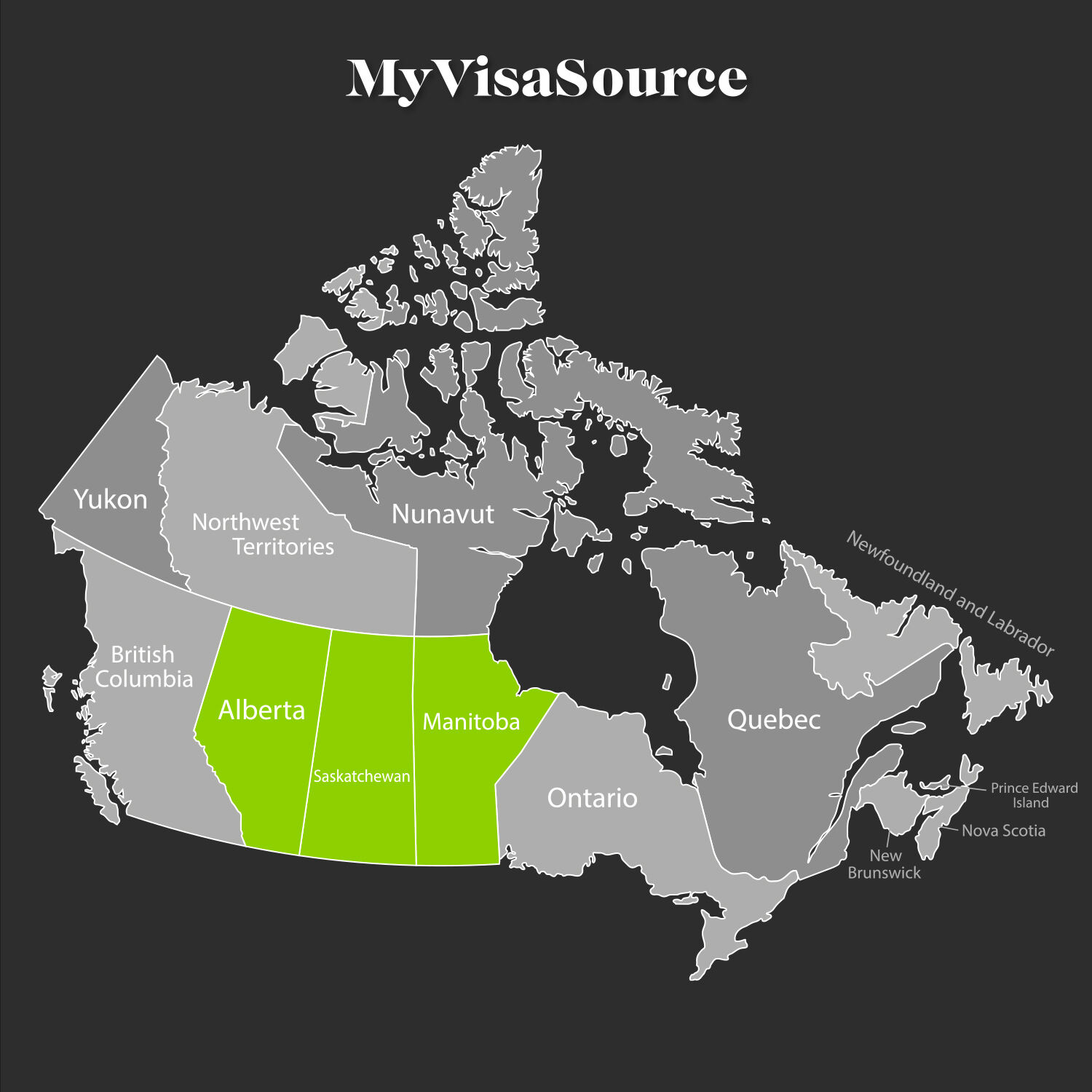 map-of-canada-with-prairie-provinces-in-green-my-visa-source