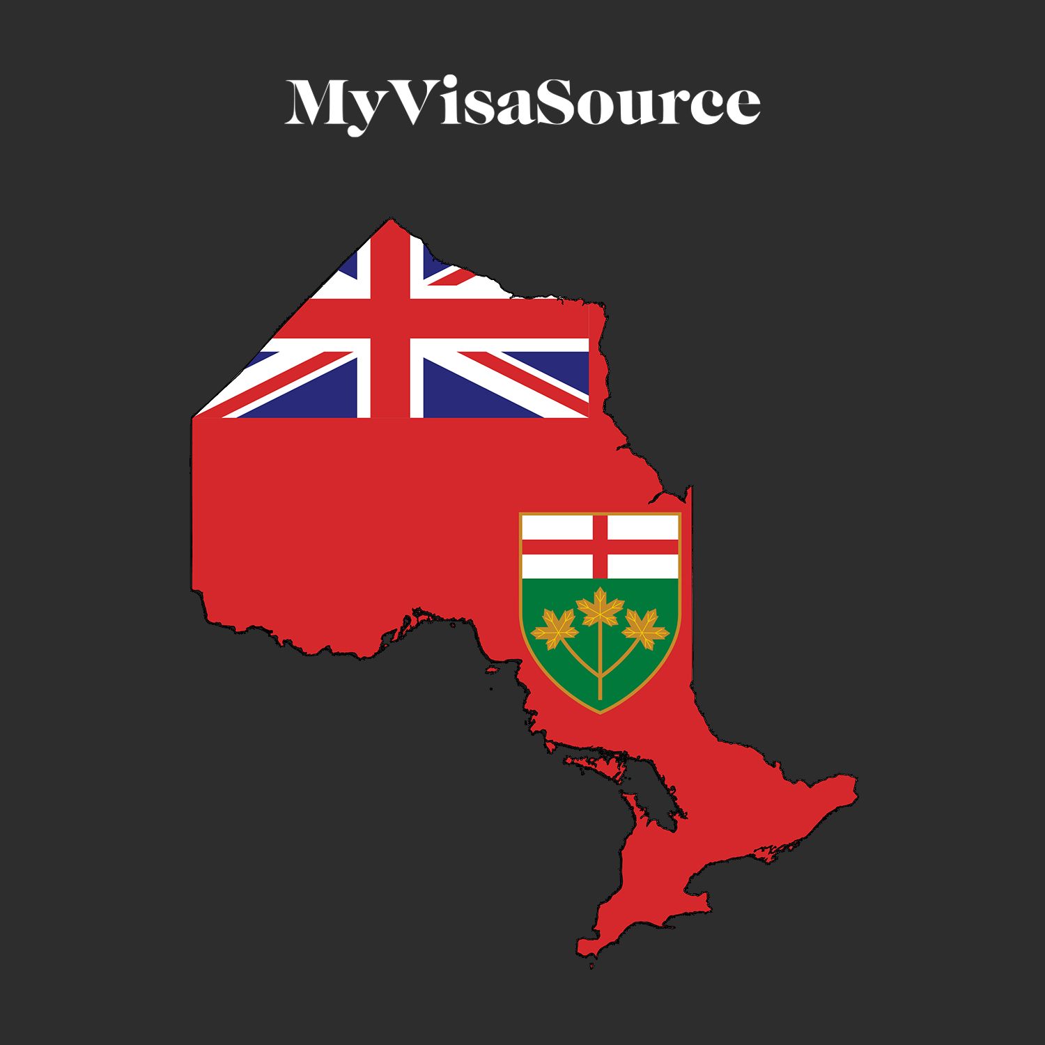 map of ontario with ontario flag over it my visa source