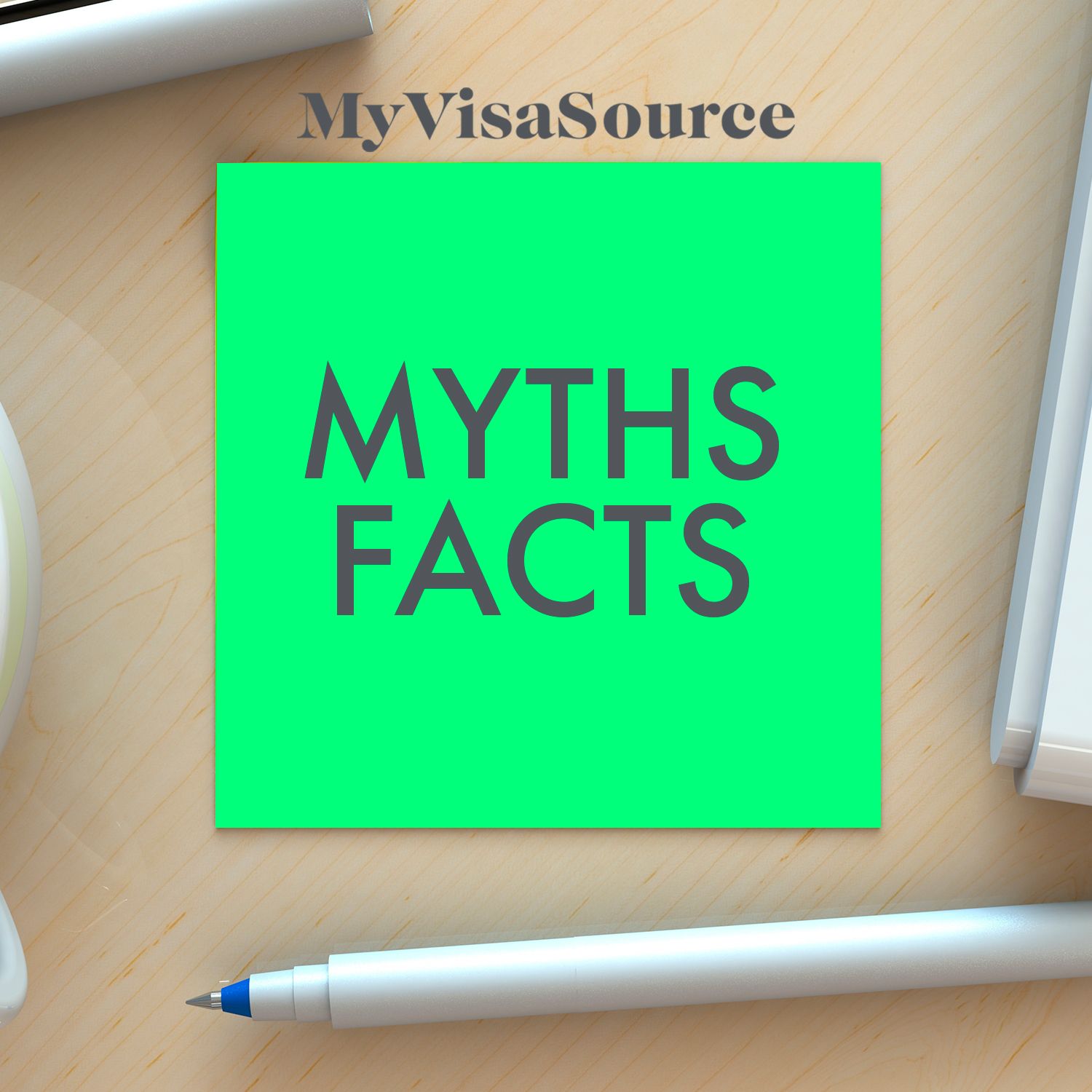 post it note with myths and facts written on it my visa source