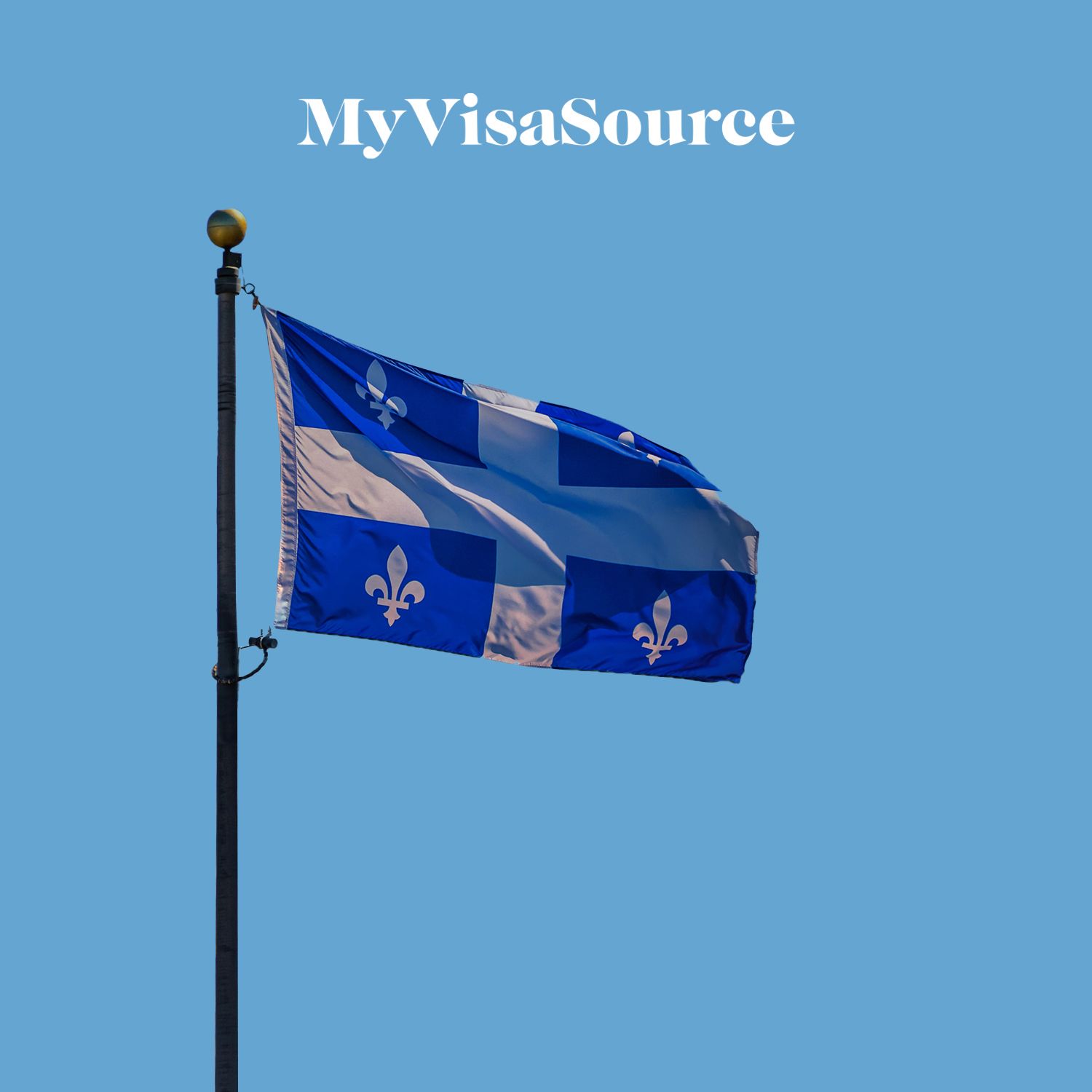 quebec flag flowing in a beautiful clear sky my visa source