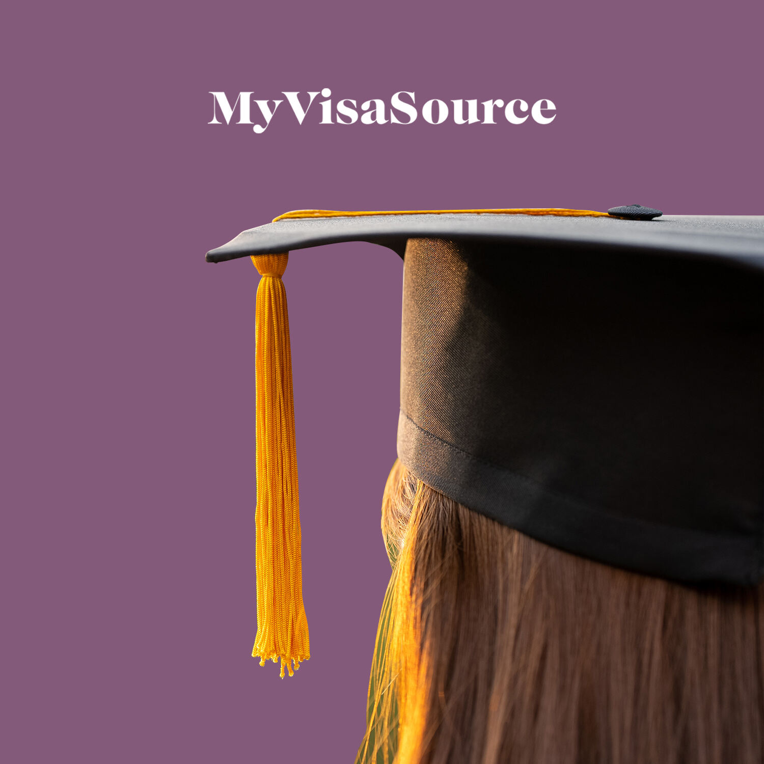 side view of a graduation hat worn by a female student my visa source