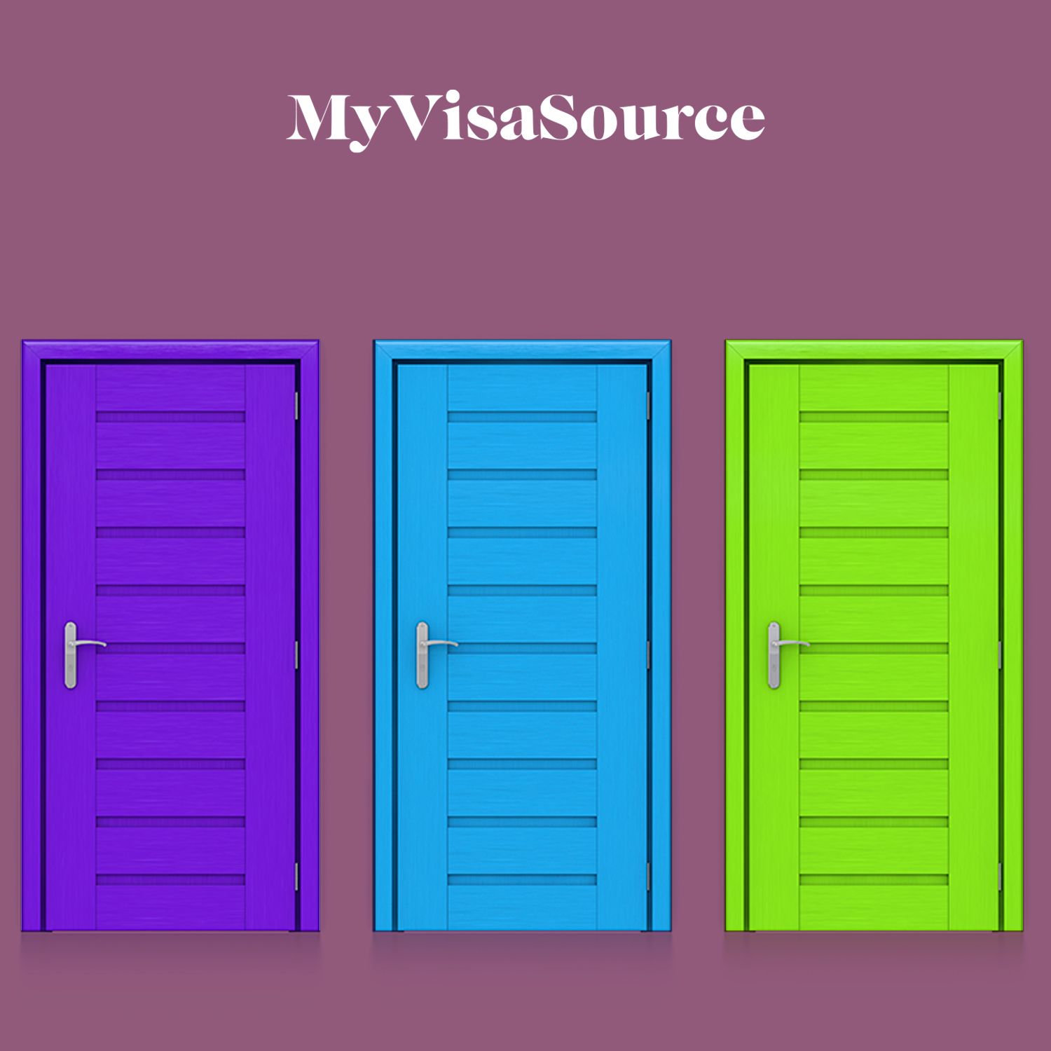 three coloured doors beside each other my visa source