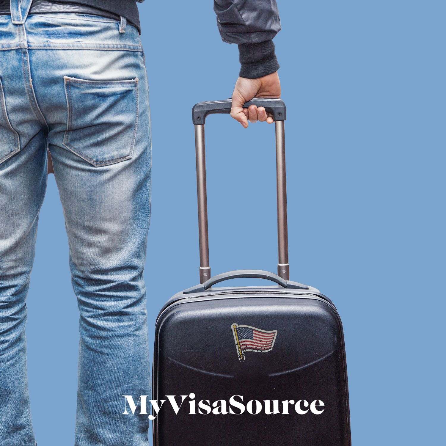 traveler with american flag on his luggage my visa source