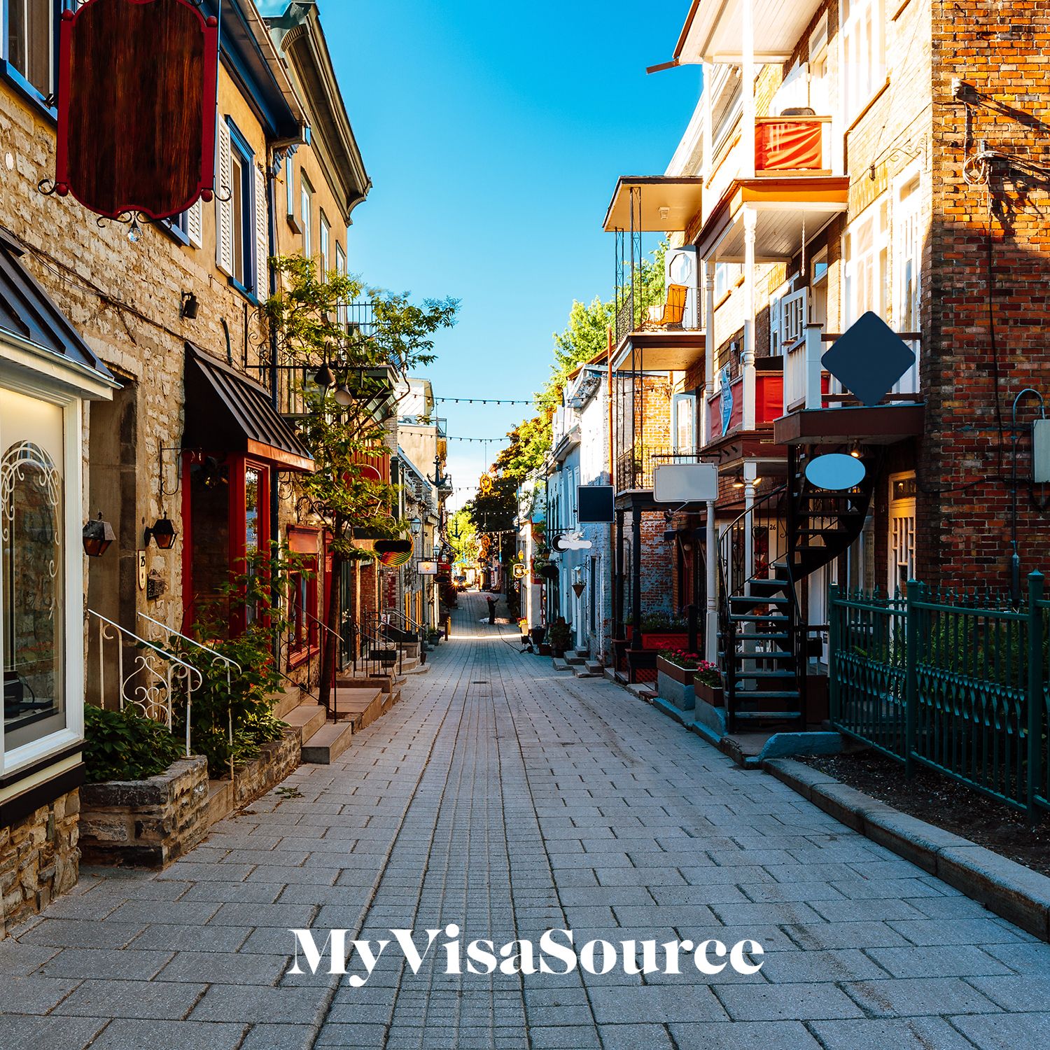 view of beautiful shops in quebec my visa source