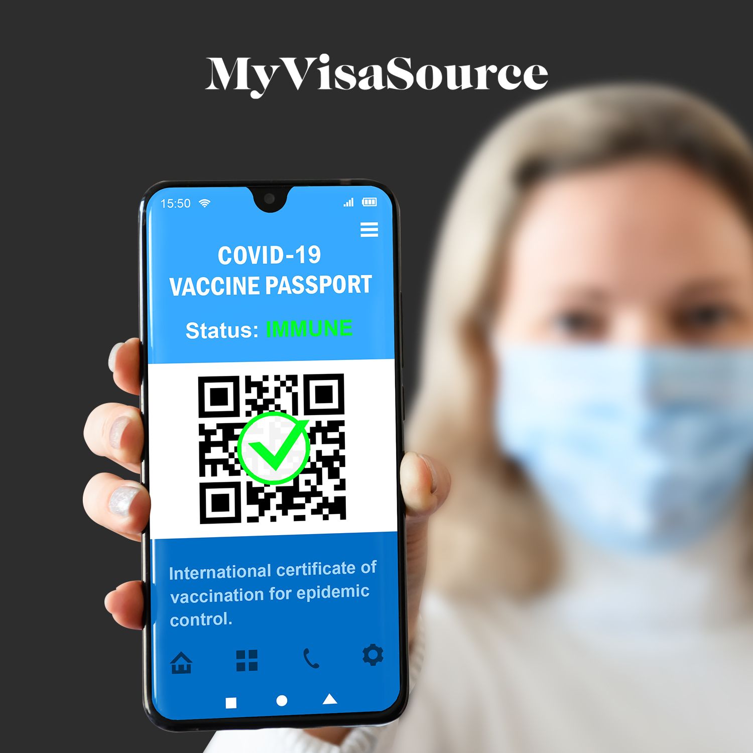 woman-holding-cellphone-with-vaccine-passport-confirmation-my-visa-source-200kb