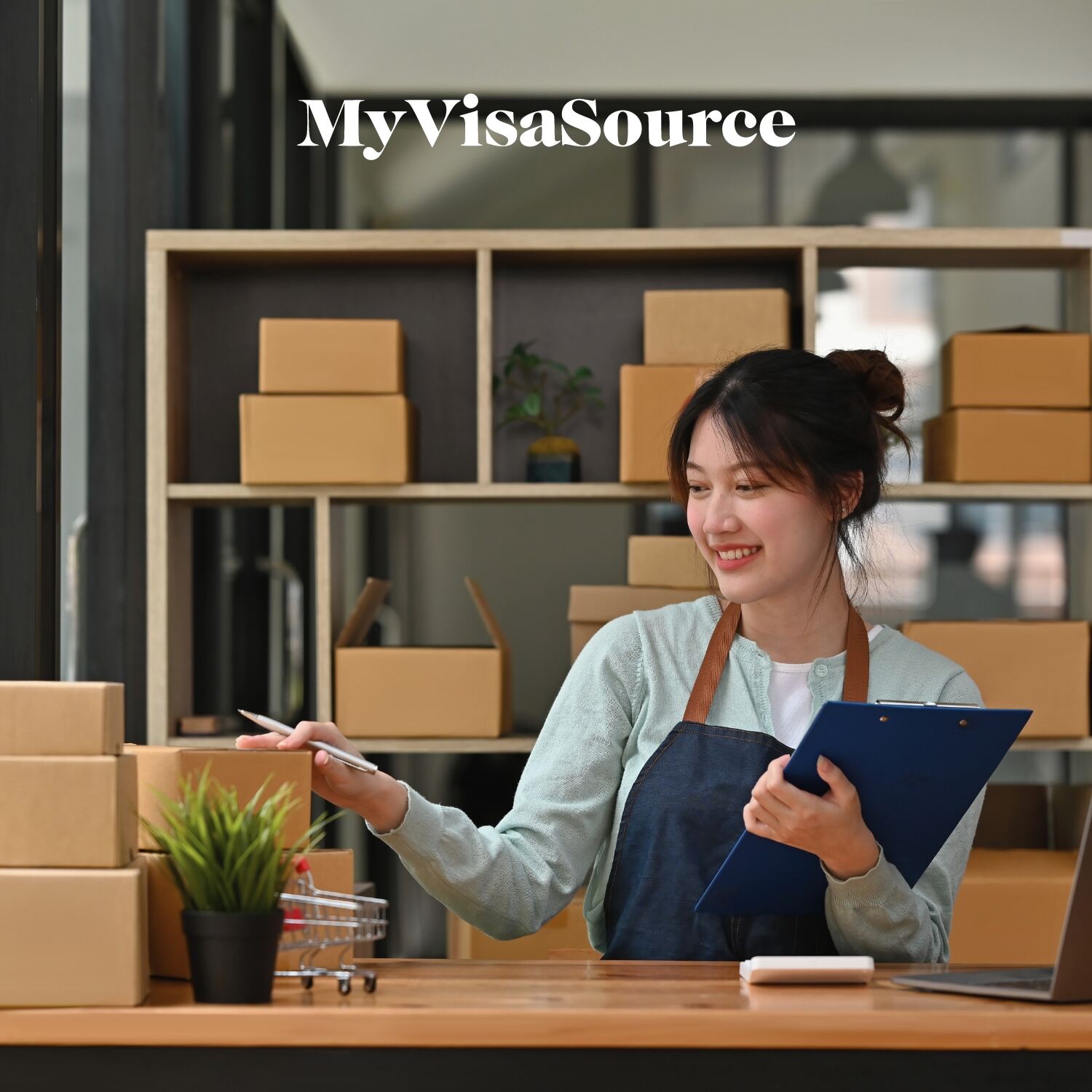 young lady checking her stocks