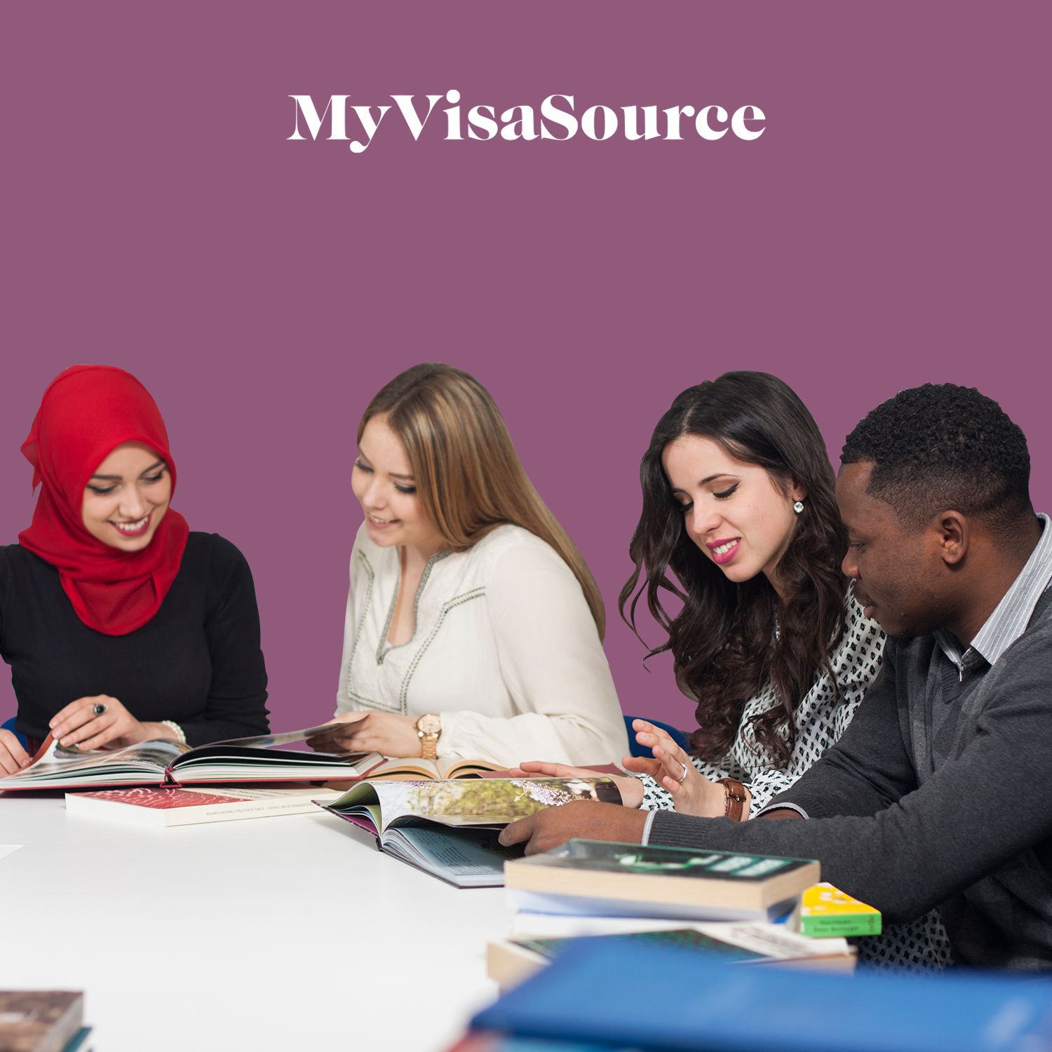 young and cheerful students reading books my visa source