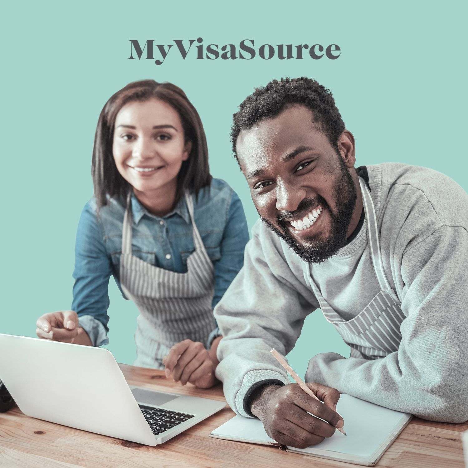 young entrepreneurs in front of a laptop and notepad my visa source