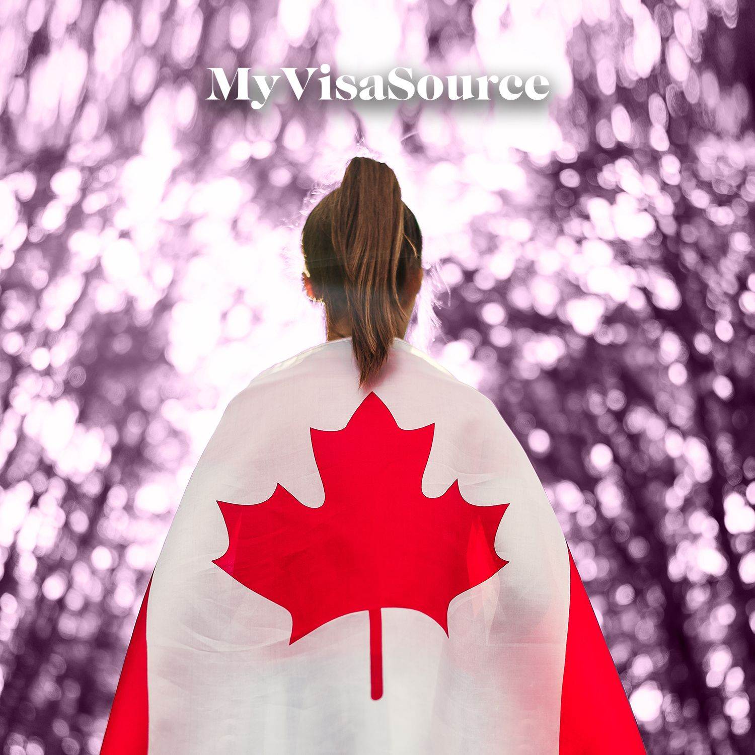 young girl with a canadian flag drapped over her back my visa source