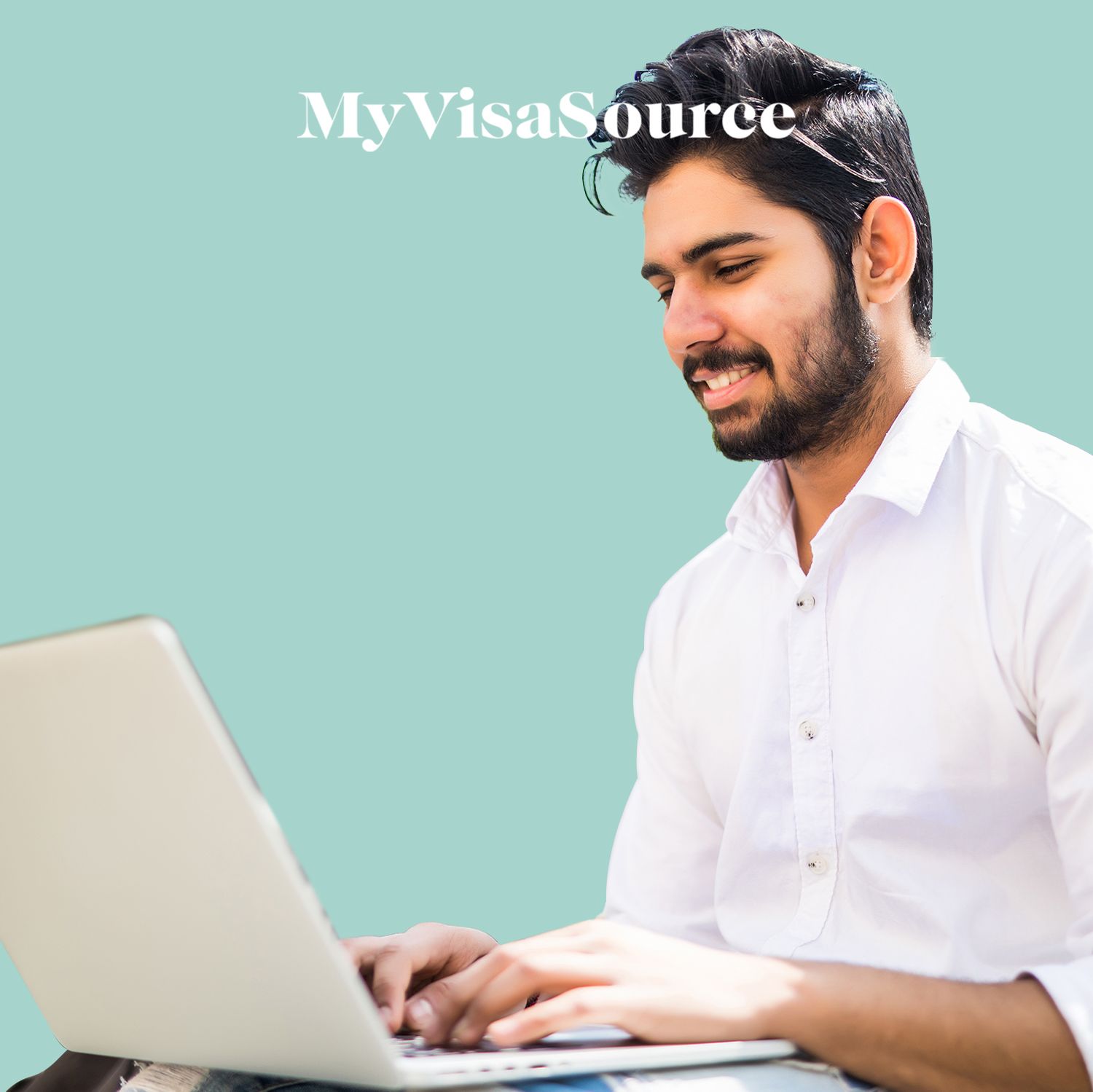 young middle eastern man working on his laptop my visa source
