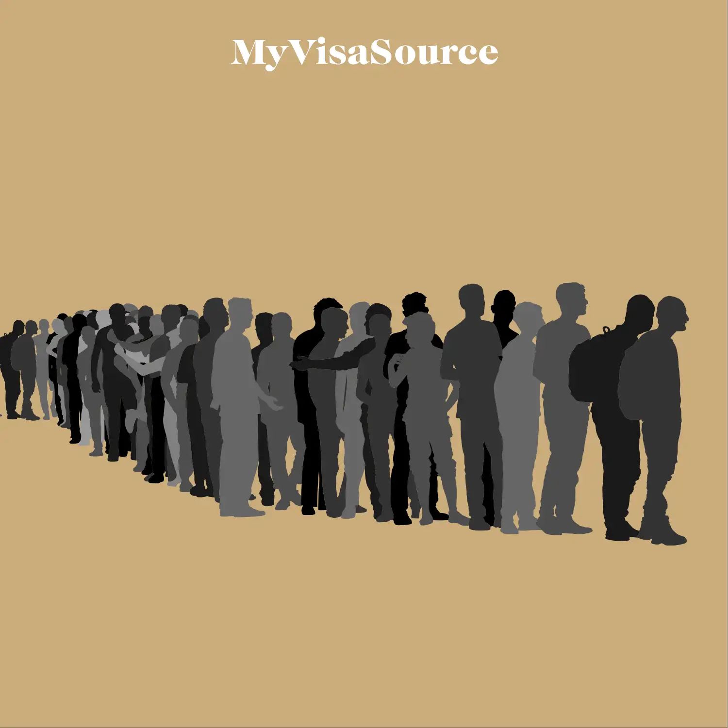 dark-coloured-outline-drawing-of-a-long-lineup-of-people-waiting-on-brown-background-by-my-visa-source