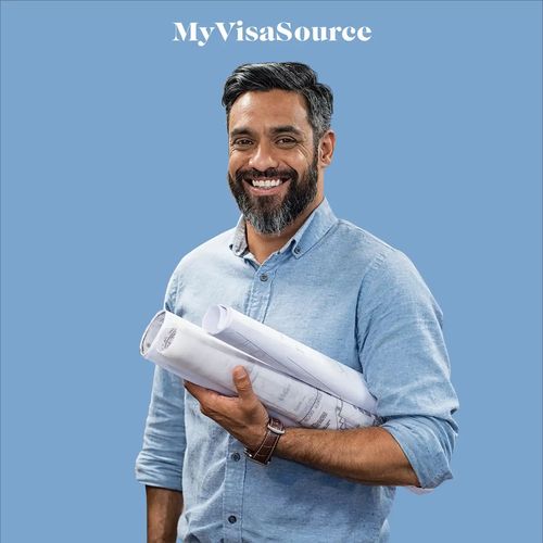 an older man holding blueprints by my visa source